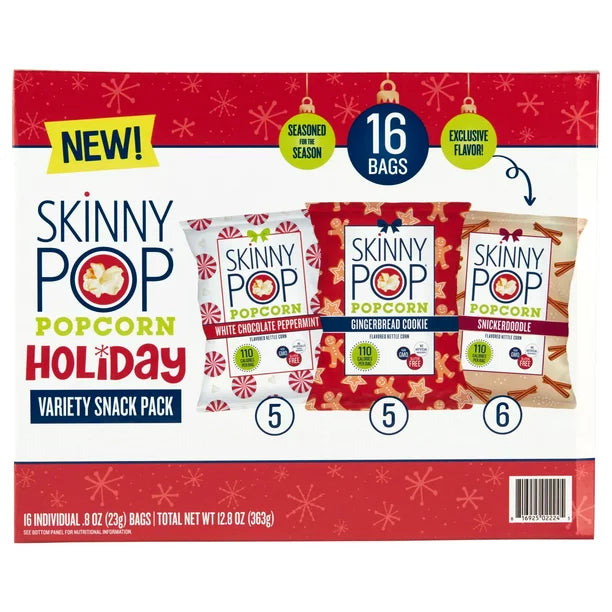 SkinnyPop Holiday Popcorn Variety Pack (0.8 oz., 16 ct.)