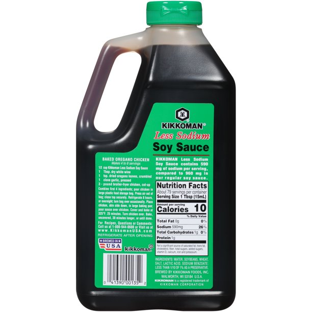 Kikkoman Naturally Brewed Less Sodium Soy Sauce, 40 oz.