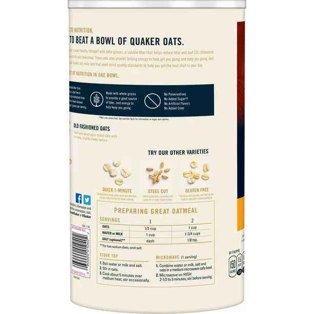 Quaker, Old Fashioned Oatmeal, Whole Grain, 42 oz