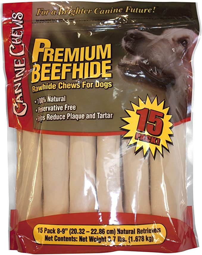 Canine Chews Premium All-Natural Beef Hide Canine Retrievers (15 ct.)