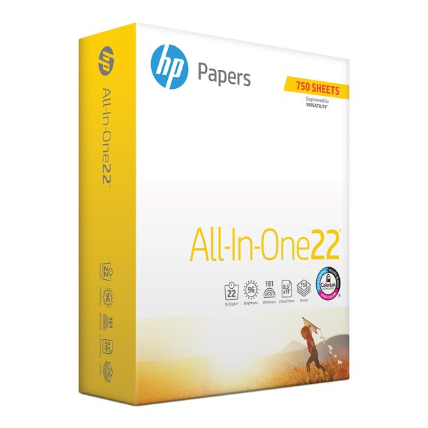 HP Printer Paper, All-In-One 22lb Copy Paper, 96 Bright, 8.5x11 - 1 Mega Ream (750 Sheets)