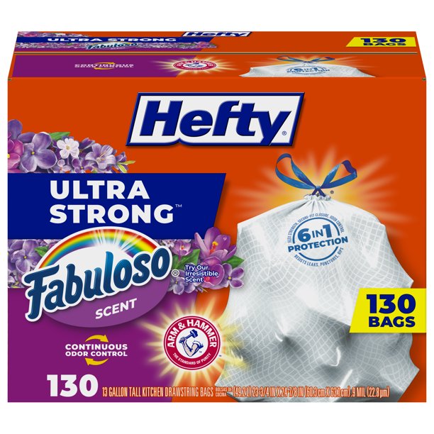 Hefty Ultra Strong Kitchen Drawstring Trash Bags, Fabuloso Scent (13 gal., 130 ct.)