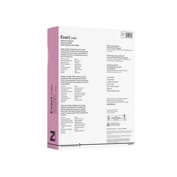 Exact Index Cardstock, 8.5" x 11", 110 lb/199 GSM, White, 275 Sheets