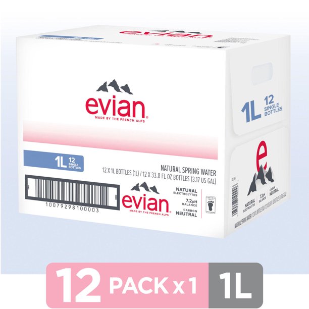 Evian Natural Spring Water (1L, 12 pk.)