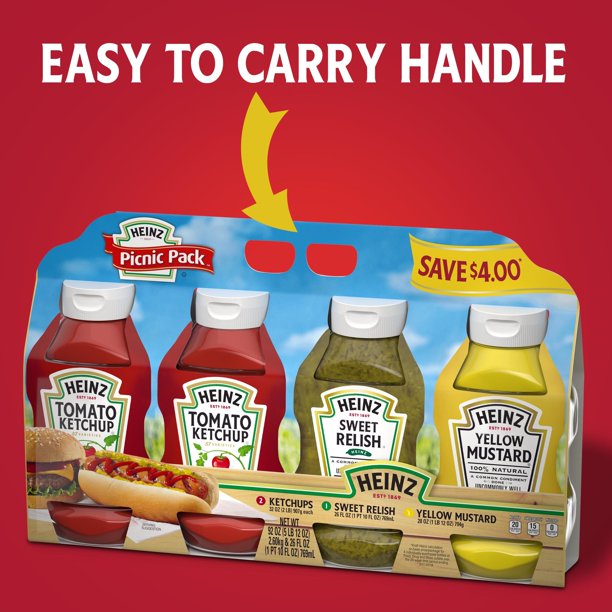 Heinz Condiments Picnic Variety Pack with Ketchup, Mustard and Relish (4 pk.)