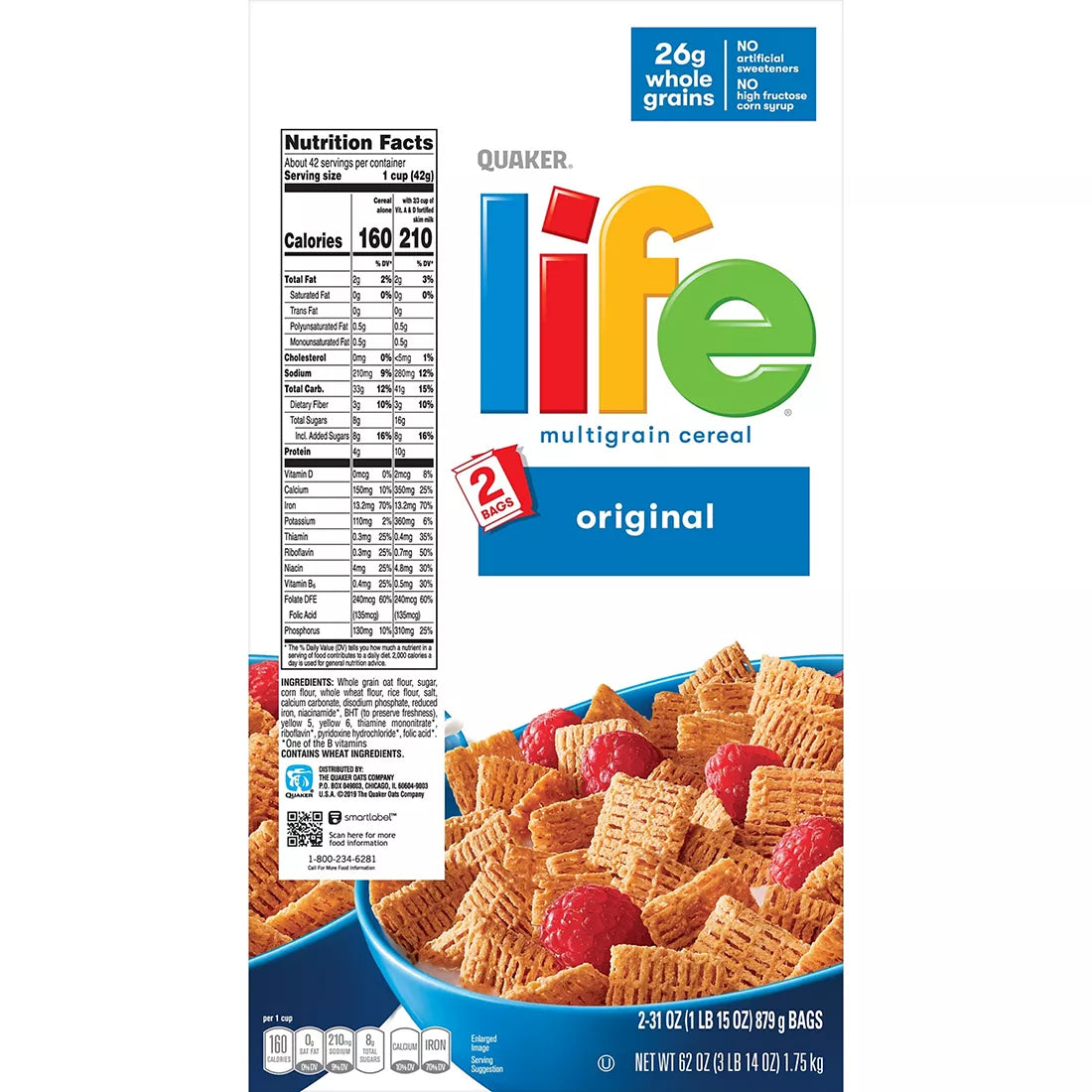 Quaker Life Cereal, 2 pk./31 oz.