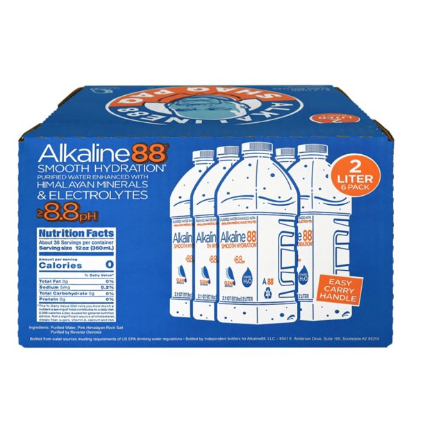 Shaq Pack Alkaline88 Purified Water with Minerals & Electrolytes (2 L, 6 pk.)