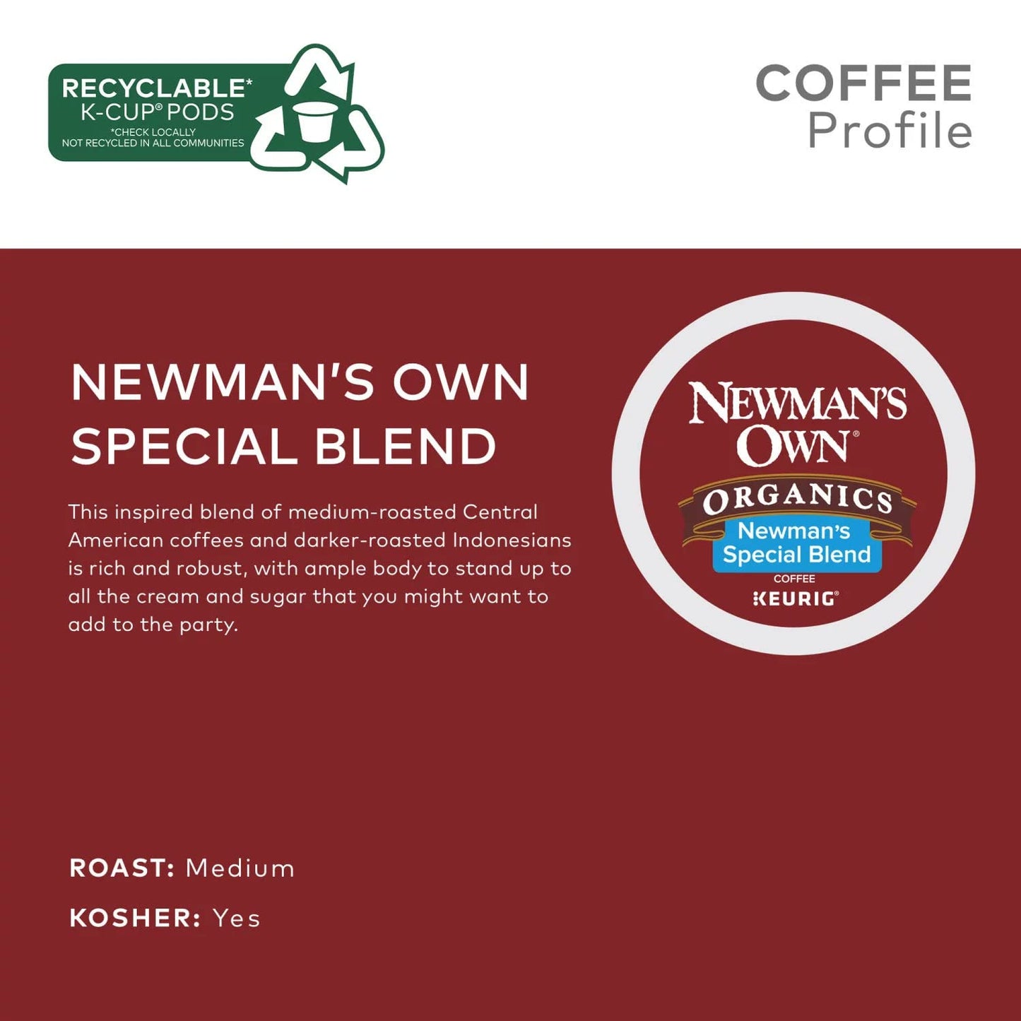 Newman's Own Organics Coffee K-Cup Pods, Special Blend (100 ct.)