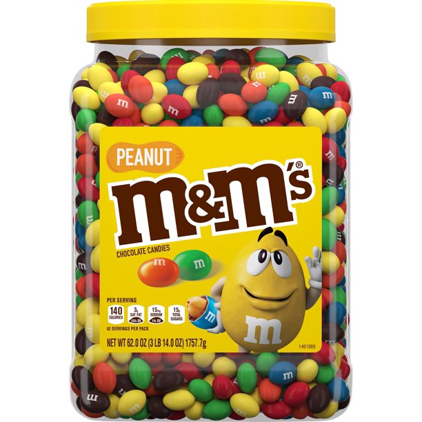 M&M'S Chocolate Candy Bulk Jar, Peanut Milk Chocolate Candy, 62 oz
