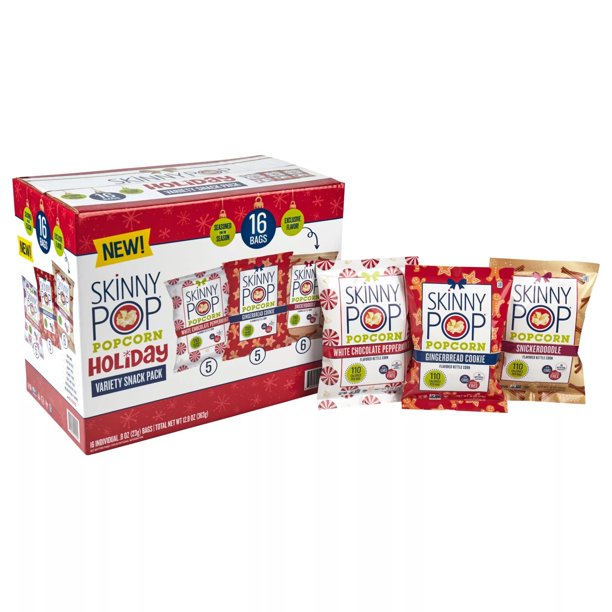 SkinnyPop Holiday Popcorn Variety Pack (0.8 oz., 16 ct.)