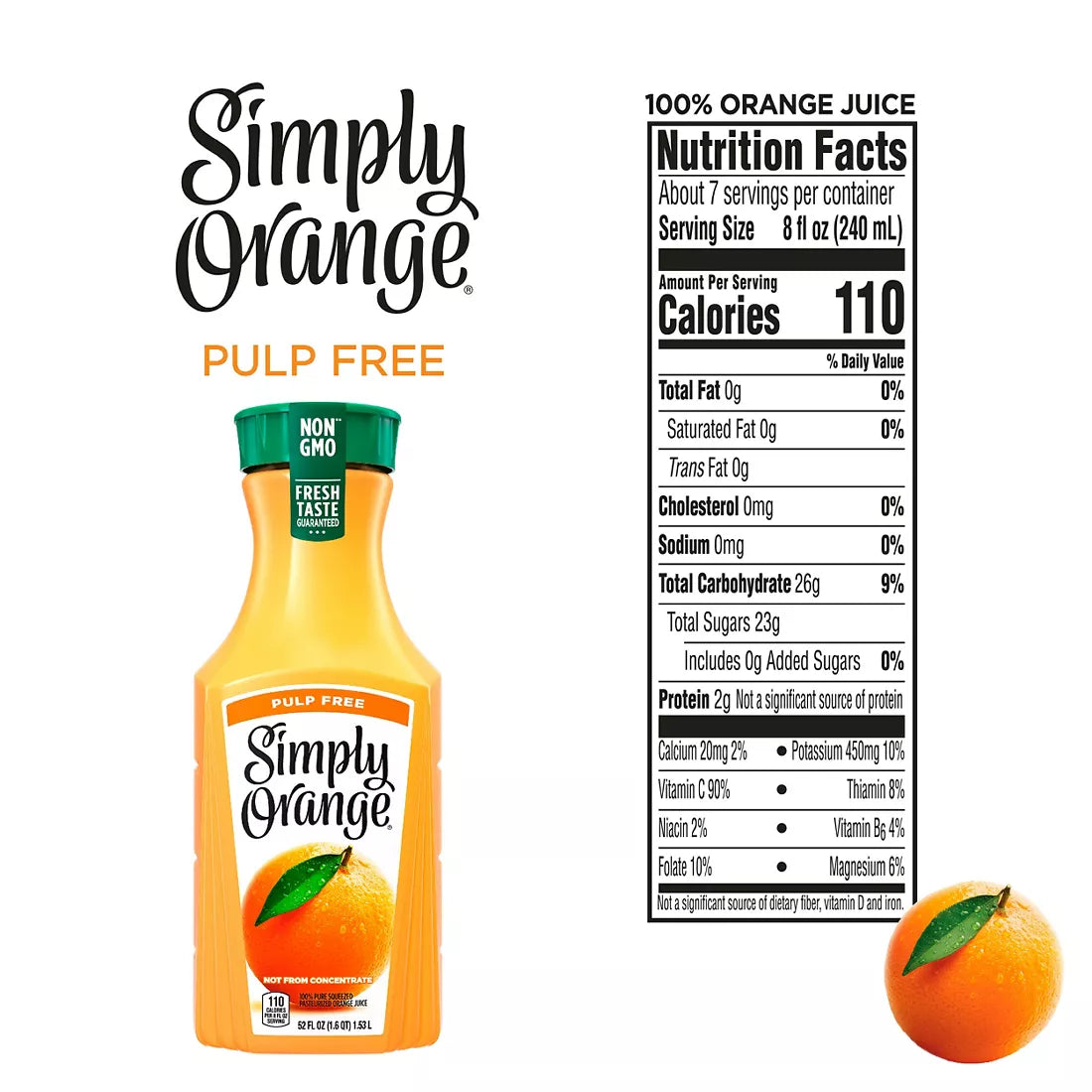 Simply Orange Pulp-Free Orange Juice, 2 pk./52 fl. oz.