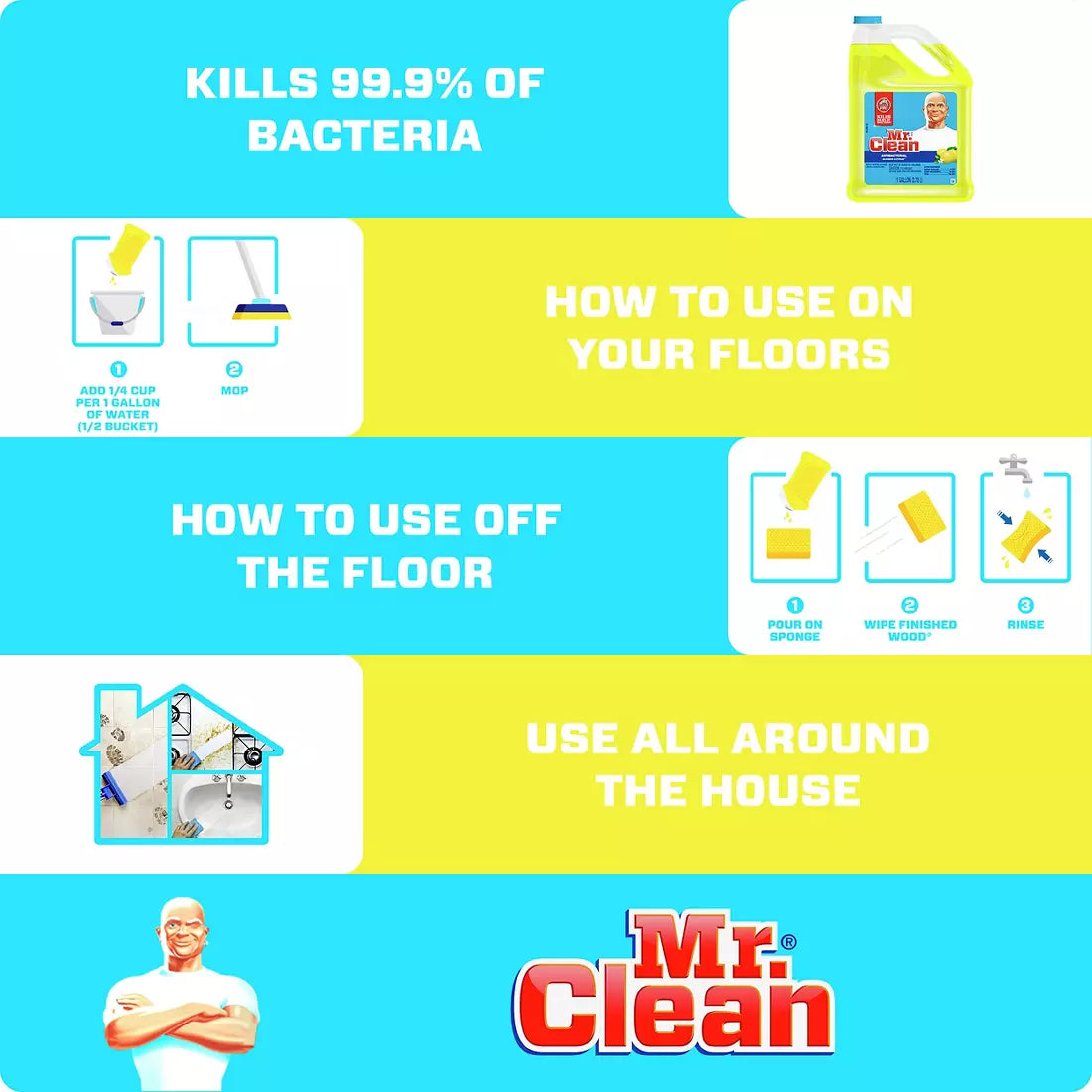 Mr. Clean Antibacterial Multi-Surface Cleaner, Summer Citrus, 175 oz.