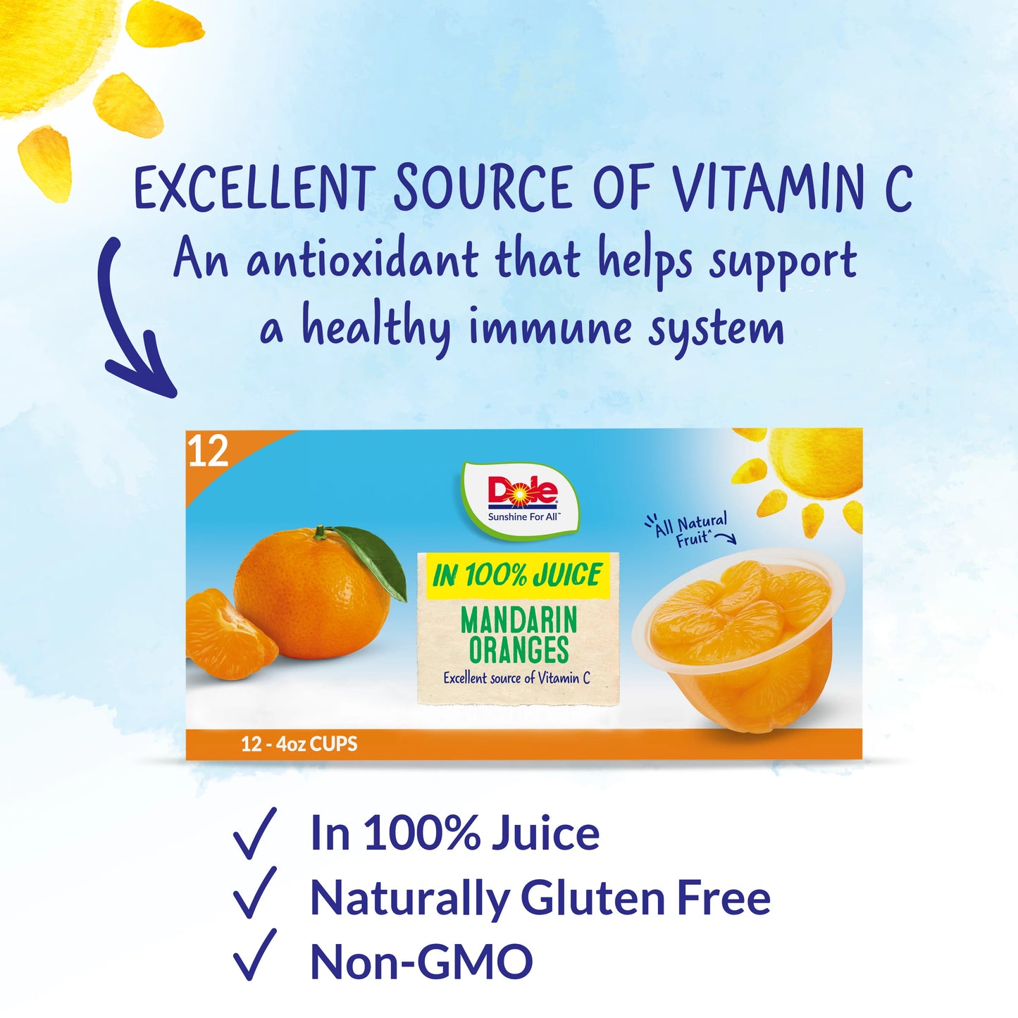 Dole Mandarin Oranges in 100% Fruit Juice (4 oz., 16 pk.)