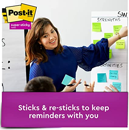 Post-it Notes Super Sticky Pads in Rio de Janeiro Colors, 3 x 3, 70-Sheet Pads, 24/Pack