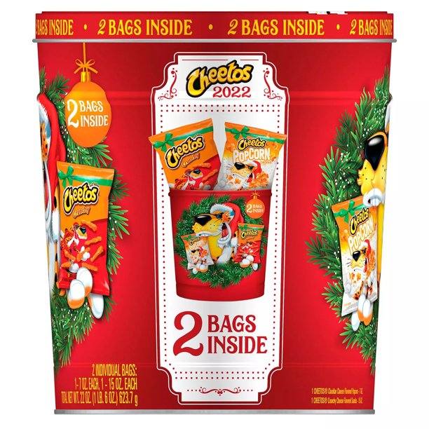 Cheetos Popcorn and Crunchy Holiday Tin (22 oz.)