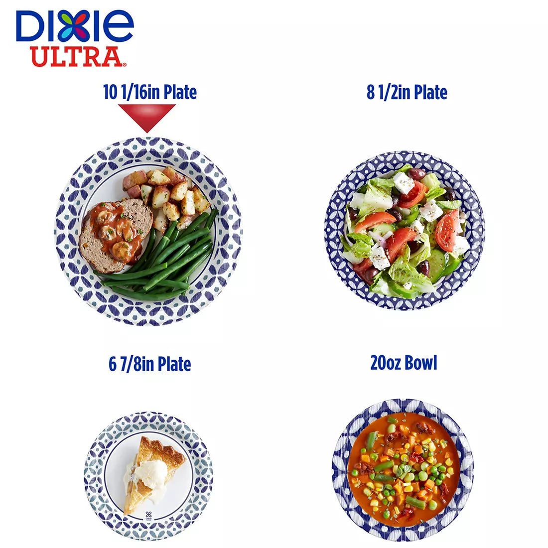 Dixie Ultra® Paper Plate, 10 Inch, Dinner Size Printed Disposable Plate, 154 Count