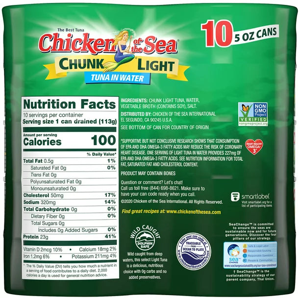 Chicken of the Sea Chunk Light Tuna in Water (5 oz., 10 pk.)