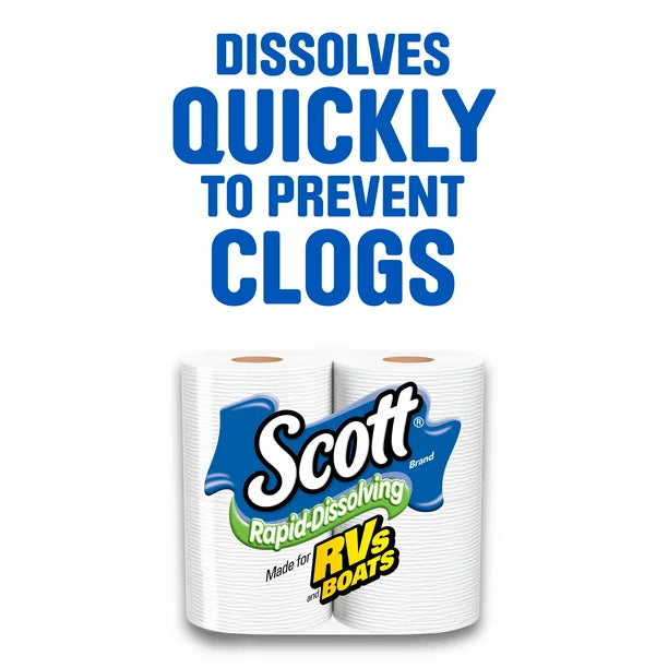 Scott Rapid-Dissolving Toilet Paper, 8 Regular Rolls