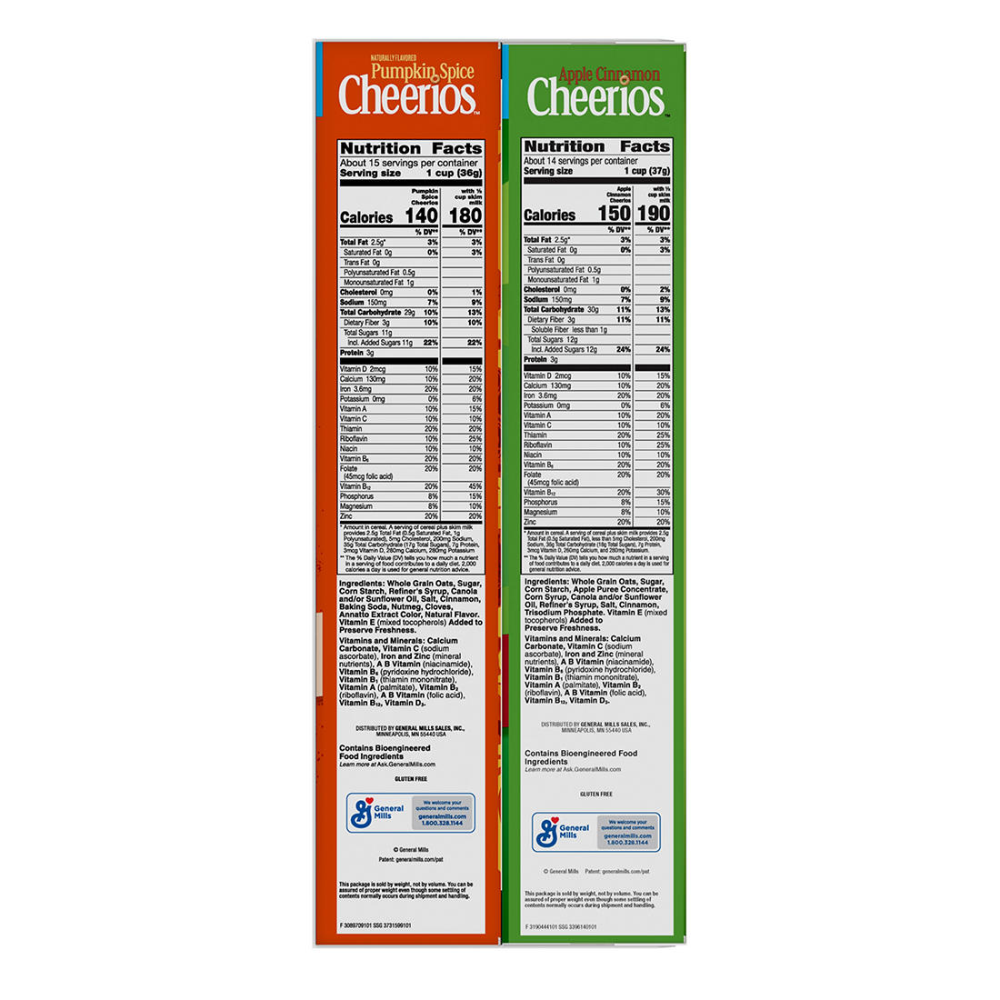 Pumpkin Spice and Apple Cinnamon Cheerios Cereal, 2 pk.