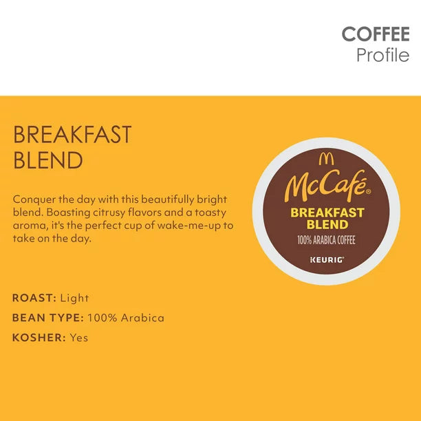 McCafe, Breakfast Blend Light Roast K-Cup Coffee Pods, 24 Count