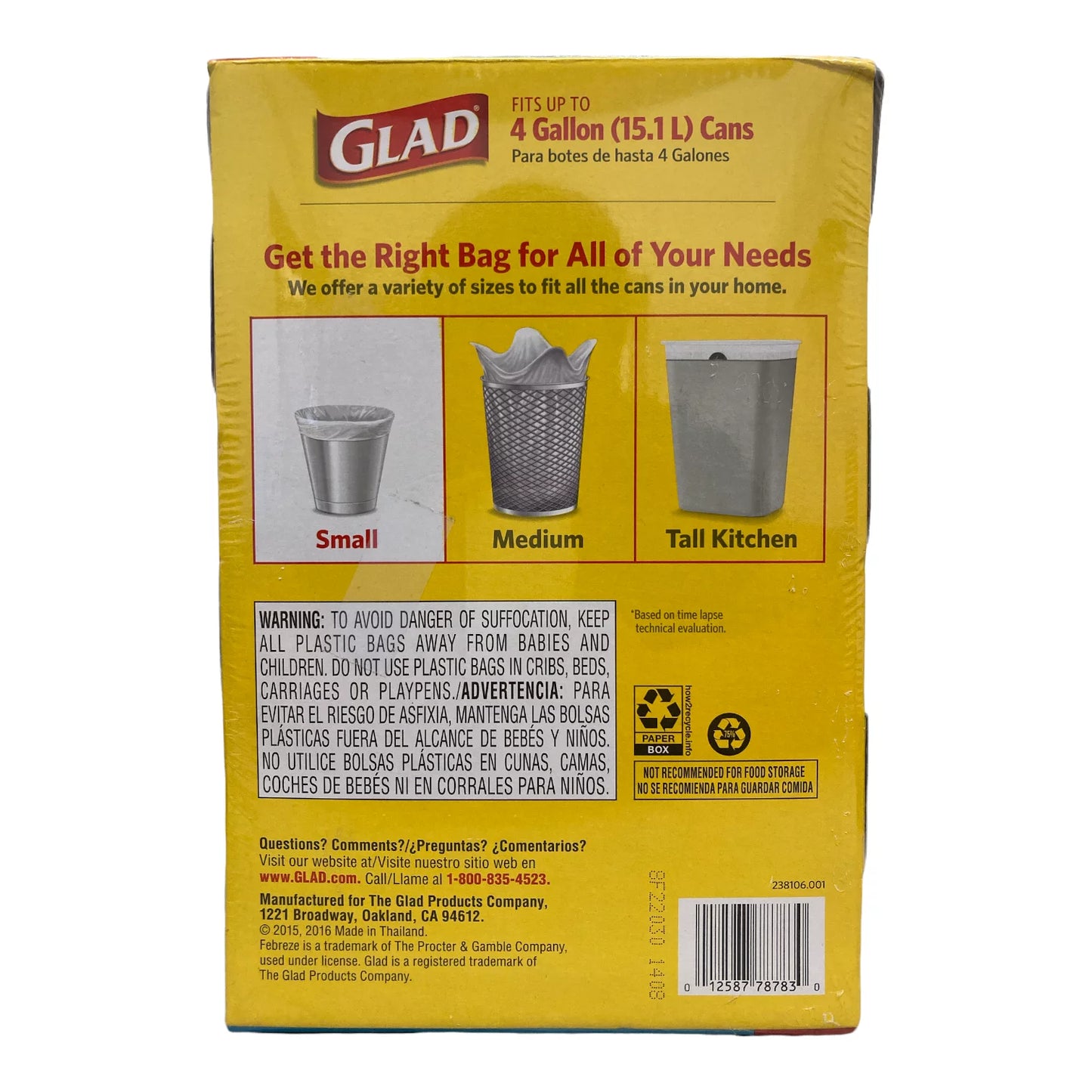 Glad Small Twist-Tie White Trash Bags, Fresh Clean Scent with Febreze Freshness (4 gal., 156 ct.)