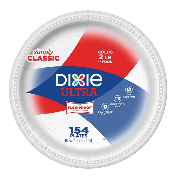 Dixie Ultra® Paper Plate, 10 Inch, Dinner Size Printed Disposable Plate, 154 Count