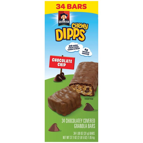 Quaker Chewy Dipps Granola Bars, Chocolate Chip (34 pk.)