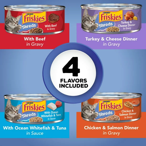 Purina Friskies Shreds Wet Cat Food Variety Pack, 5.5 oz Cans (40 Pack)