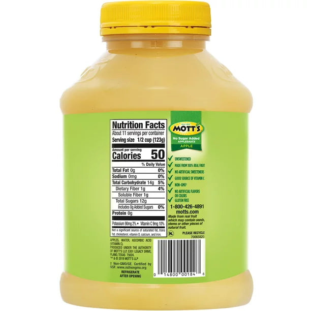 Mott's No Sugar Added Applesauce (46 oz. jars, 3 pk.)