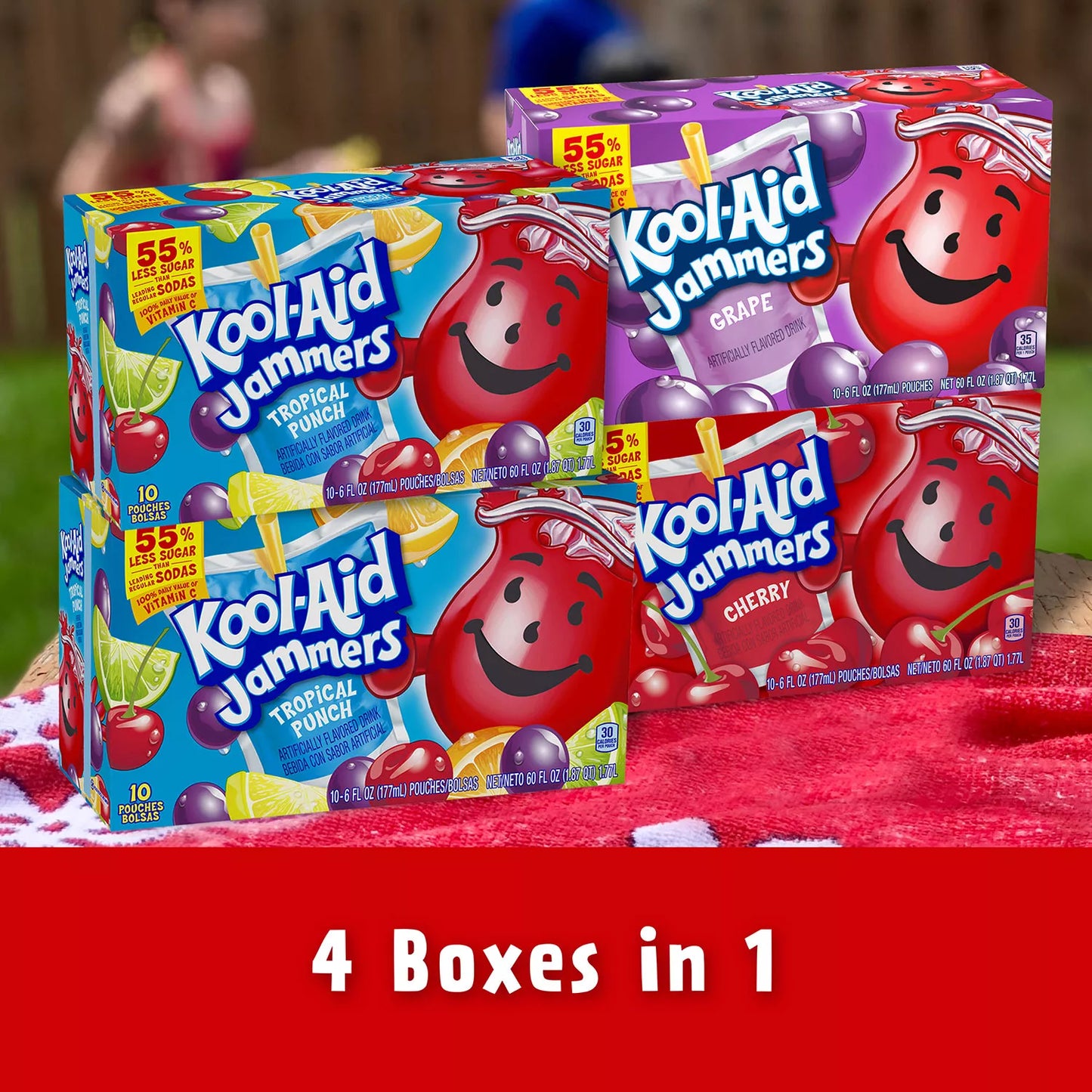 Kool-Aid Jammers Tropical Punch, Grape and Cherry Artificially Flavored Soft Drink Variety Pack (6 fl. oz., 40 pk.)