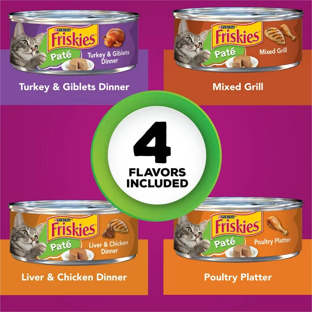 Purina Friskies Poultry Favorites Wet Cat Food Variety Pack, 5.5 oz Cans (32 Pack)