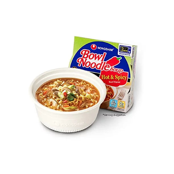 Nongshim Bowl Noodle Hot and Spicy Beef Ramyun Bowl (3.03 oz., 18 ct.)