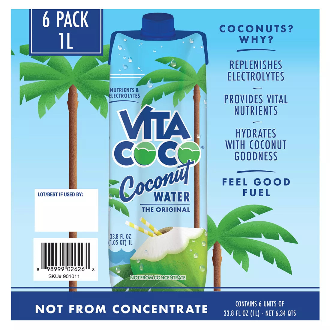 Vita Coco Pure Coconut Water, 6 pk./1L