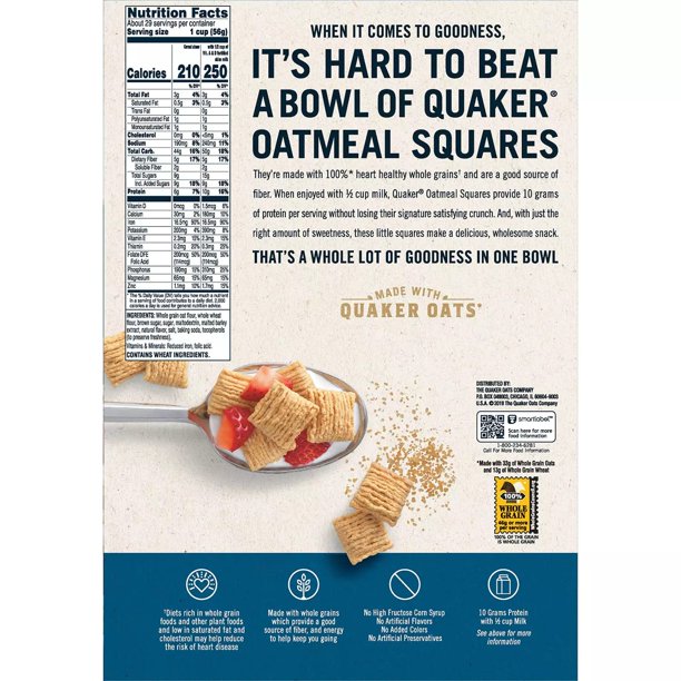 Quaker Oatmeal Squares, Brown Sugar (29 oz., 2 pk.)