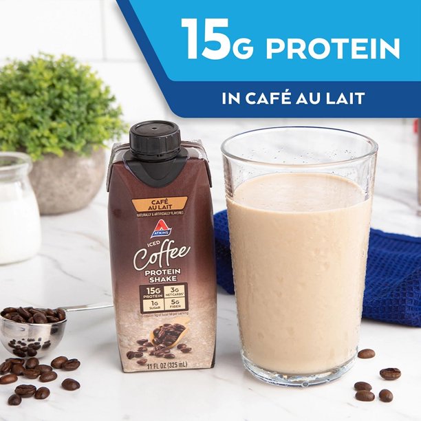 Atkins Gluten Free Protein-Rich Shake, Café Au Lait, Keto Friendly (15 pk.)