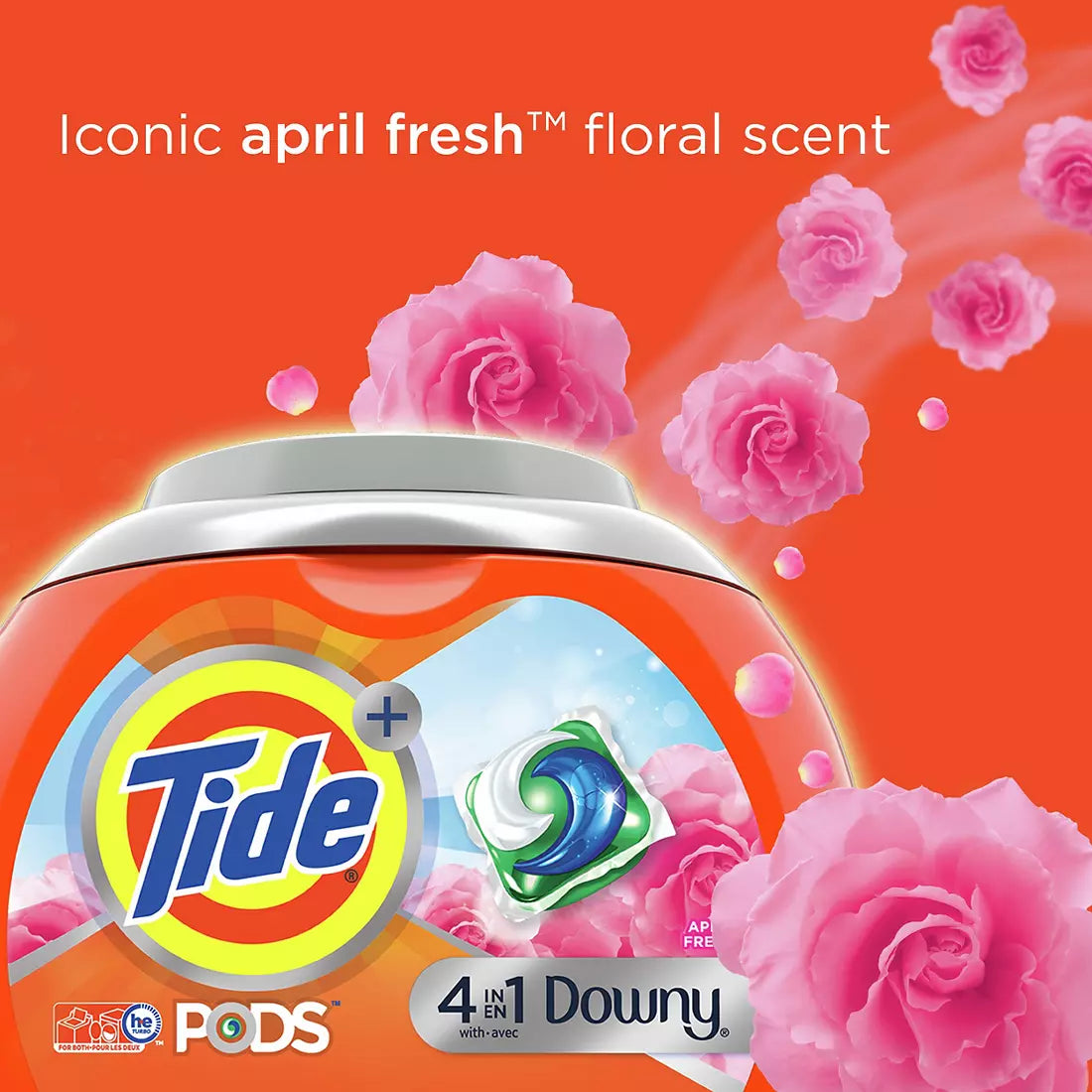 Tide PODS with Downy, Liquid Laundry Detergent Pacs in April Fresh, 104 ct.