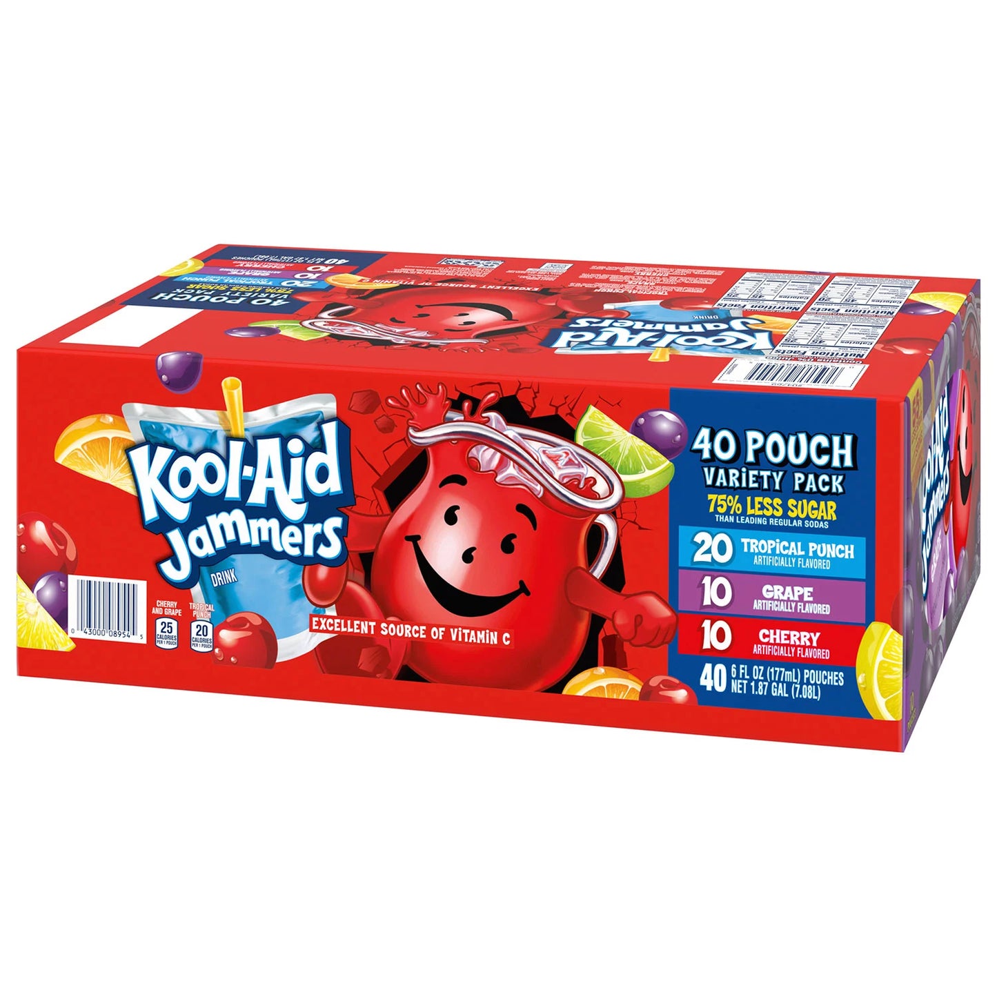 Kool-Aid Jammers Tropical Punch, Grape and Cherry Artificially Flavored Soft Drink Variety Pack (6 fl. oz., 40 pk.)