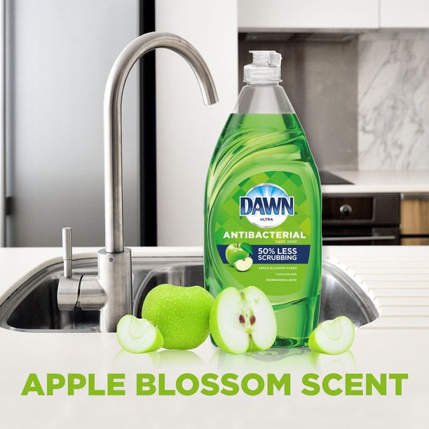 Dawn Ultra Antibacterial Hand Soap, Dishwashing Liquid Dish Soap, Apple Blossom Scent (90 fl. oz.)