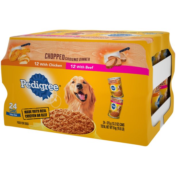 Pedigree Beef & Chicken Flavor Wet Dog Food Variety Pack for Adult, 13.2 oz. Cans (24 Count)