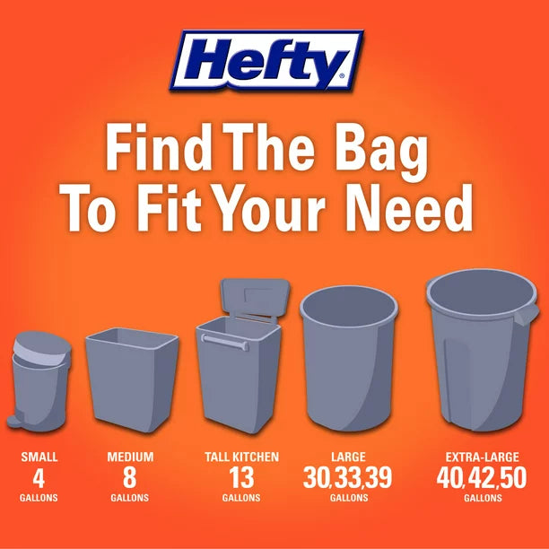 Hefty Ultra Strong Tall Kitchen Trash Bags, NEW! Fabuloso Scent, 13 Gallon, 80 Count