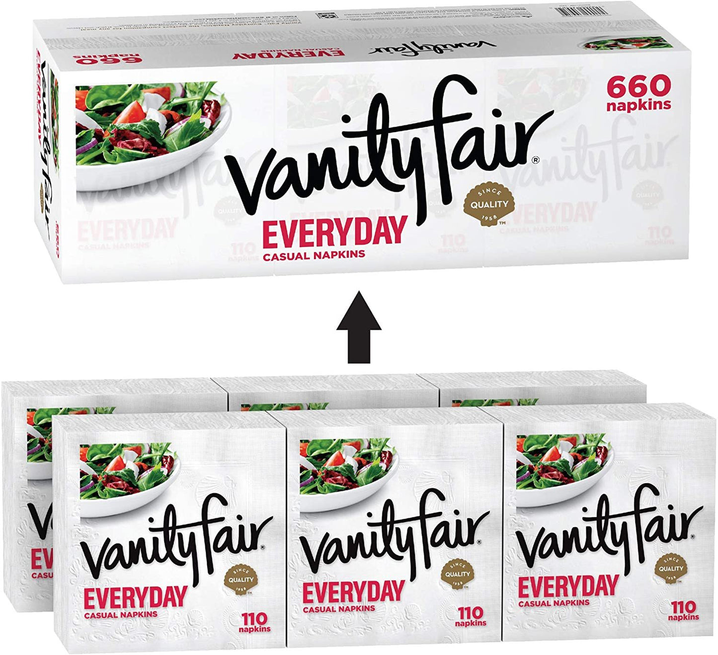 Vanity Fair Everyday Napkins, Disposable White Paper Napkins, 660 Count