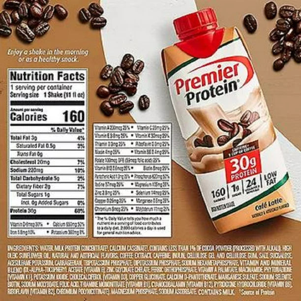 Premier Protein 30g High Protein Shake, Café Latte (11 fl. oz., 15 pk.)