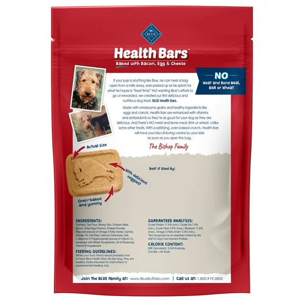 BLUE Buffalo Health Bars Crunchy Dog Treat Biscuits, Bacon, Egg & Cheese (5 lbs.)