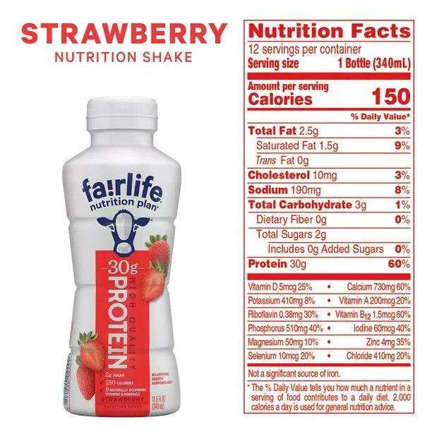 Fairlife Nutrition Plan Strawberry, 30g Protein Shake (11.5 fl. oz., 12 pk.)