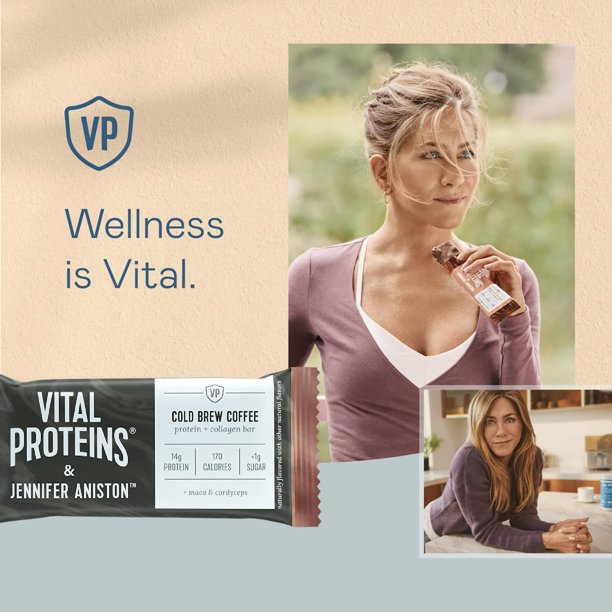 Vital Proteins & Jennifer Aniston Protein and Collagen Bars Variety Pack, Cold Brew Coffee and Peanut Butter Fudge (12 ct.)