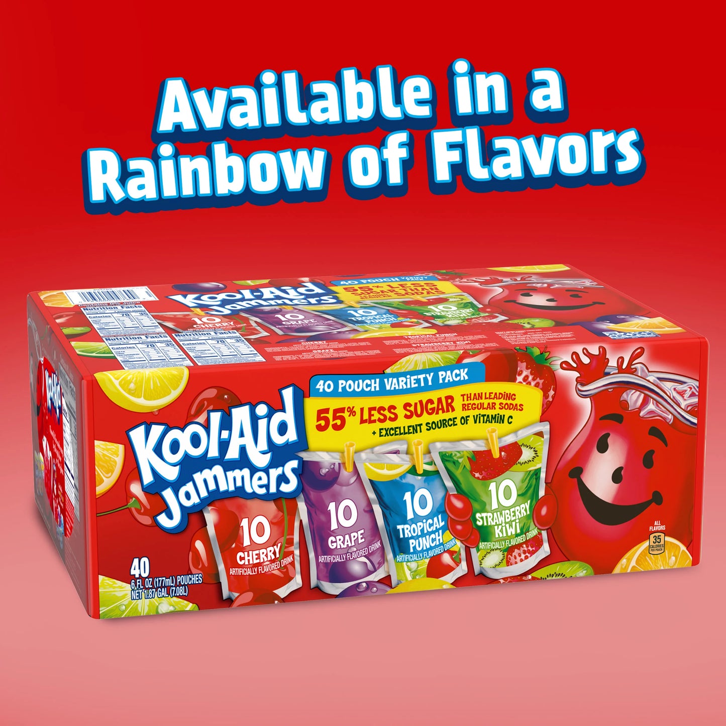 Kool-Aid Jammers Tropical Punch, Grape and Cherry Artificially Flavored Soft Drink Variety Pack (6 fl. oz., 40 pk.)