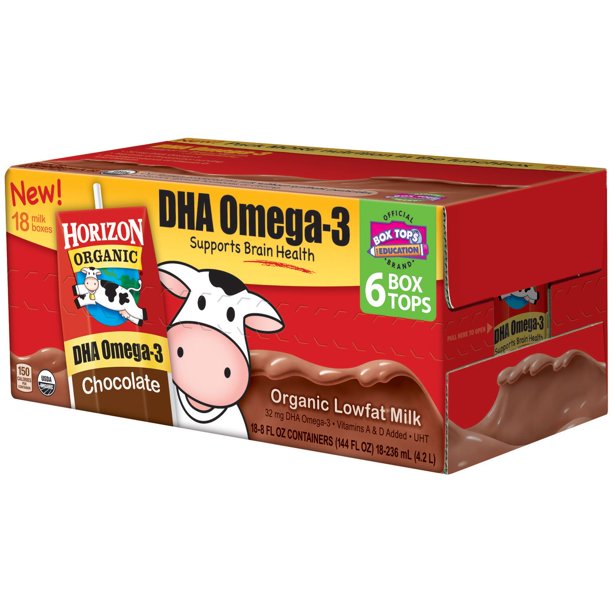 Horizon Organic DHA Omega-3 Chocolate Low-Fat Milk, 18 pk./8 oz.