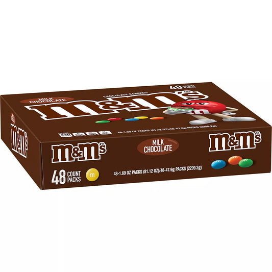 M&M'S Milk Chocolate Candy, Full Size Bulk Candy, 1.69 oz, 48 ct