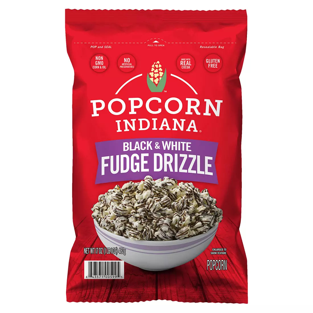 Popcorn Indiana Black and White Drizzlecorn, 17 oz.