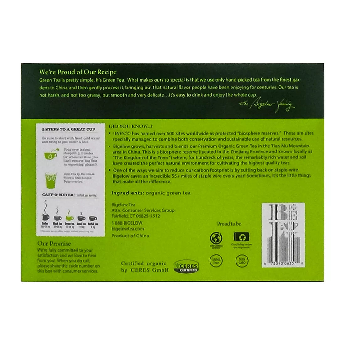 Bigelow 100% Organic Premium Green Tea, 150 ct.